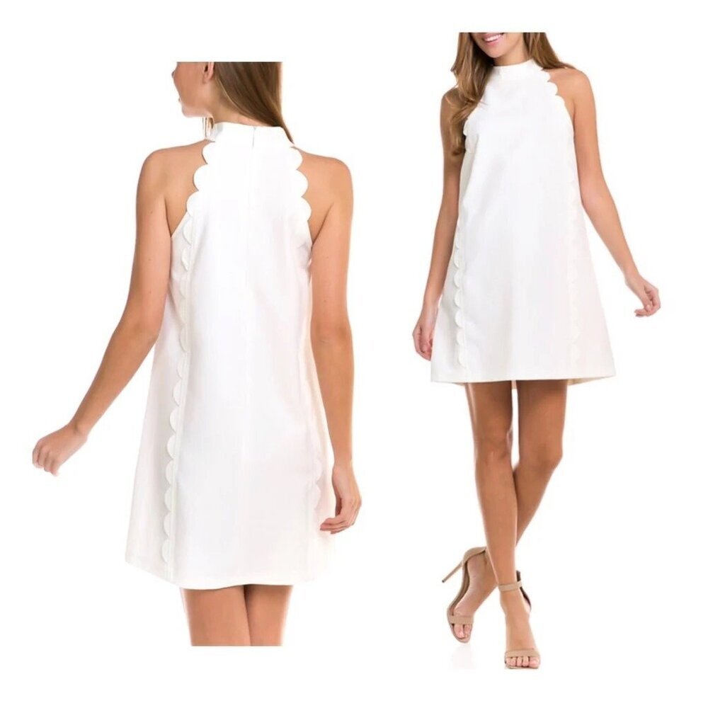 V ery J Dress Womens S White Halter Shift Mini Bridal Shower Bacheloette Party